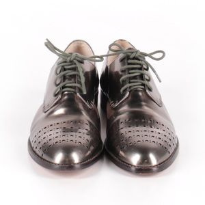 Louise Et Cie metallic silver oxford flat